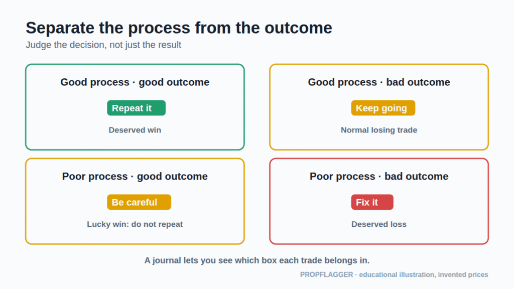 Two by two matrix: good or poor process against good or bad outcome